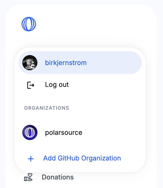 Screenshot of adding GitHub Organization